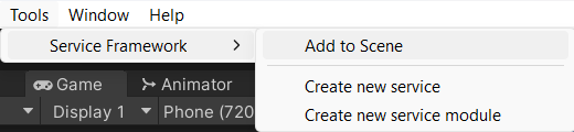 Add to Scene menu option under tools