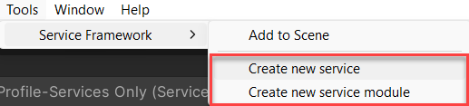 Service Generator Menu Option